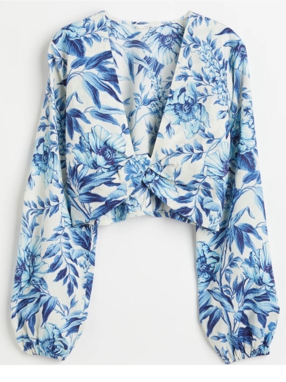H&M Blue Floral linen Top - size S